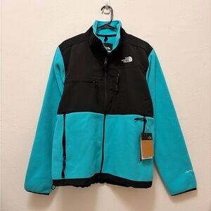 The North Face Teal and Black Color Block Micro Fleece Jacket
